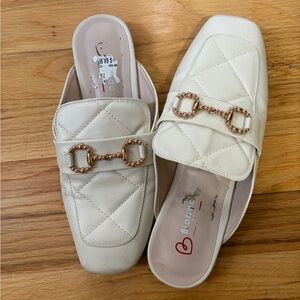 Women's Cream Quilted Mules